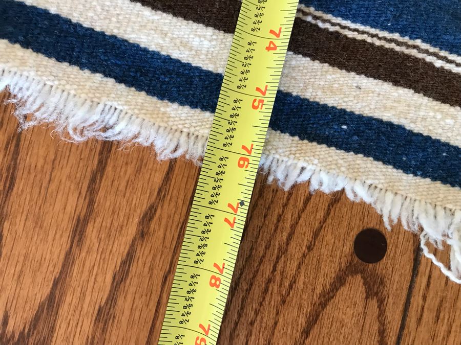 JUST ADDED - Vintage Native American Blanket Appears To Have Been Split Down Middle - Pair Of Runners Rugs - Each 26 X 76 [Photo 8]