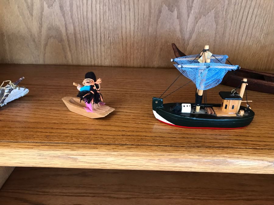 JUST ADDED - Oak Bookshelf With Various Ethnic Figurines And Artwork 36W X 13D X 70.5H - See Photos [Photo 21]