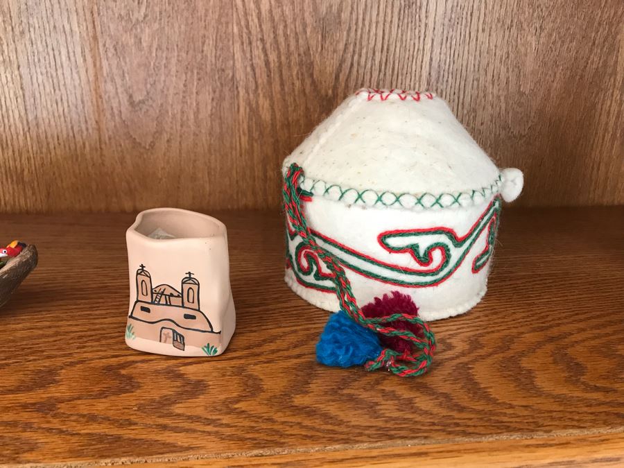 JUST ADDED - Oak Bookshelf With Various Ethnic Figurines And Artwork 36W X 13D X 70.5H - See Photos [Photo 12]