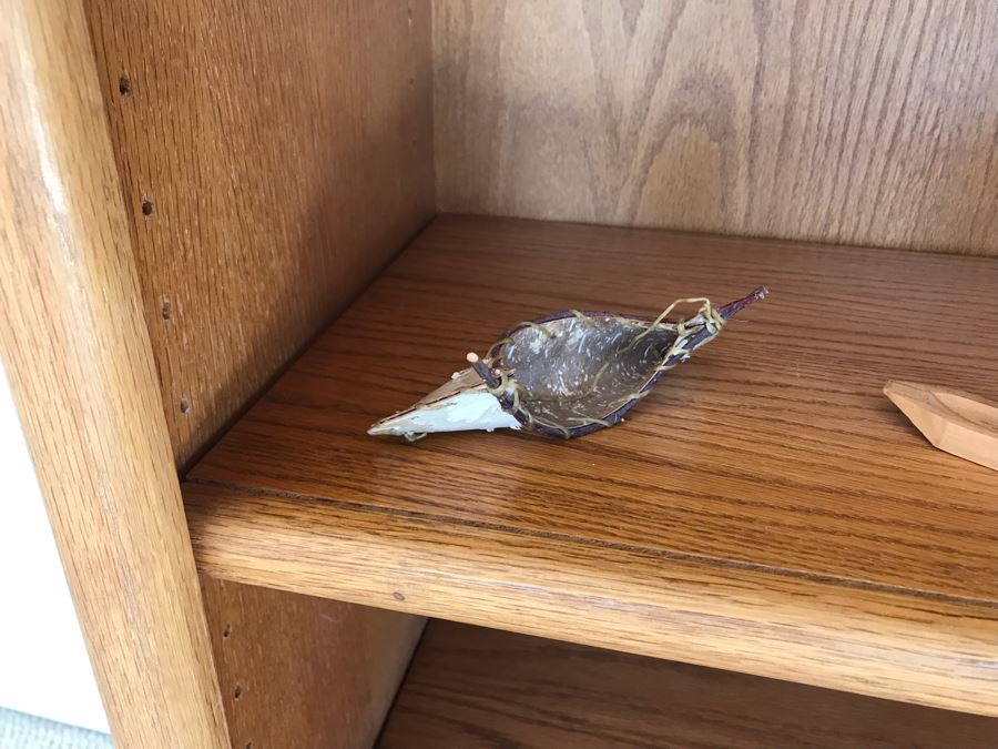 JUST ADDED - Oak Bookshelf With Various Ethnic Figurines And Artwork 36W X 13D X 70.5H - See Photos [Photo 22]