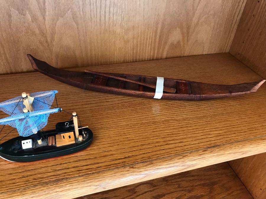 JUST ADDED - Oak Bookshelf With Various Ethnic Figurines And Artwork 36W X 13D X 70.5H - See Photos [Photo 20]