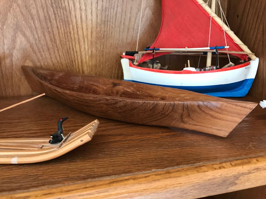 JUST ADDED - Oak Bookshelf With Various Ethnic Figurines And Artwork 36W X 13D X 70.5H - See Photos [Photo 9]