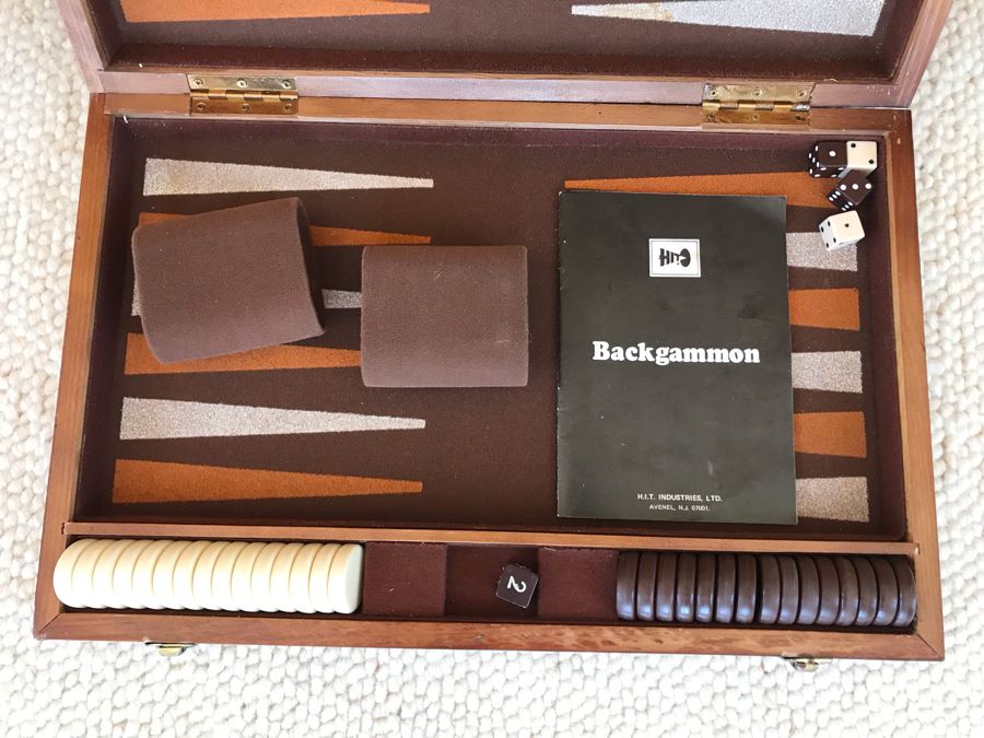 JUST ADDED - Vintage Wooden Travel Backgammon Game [Photo 2]