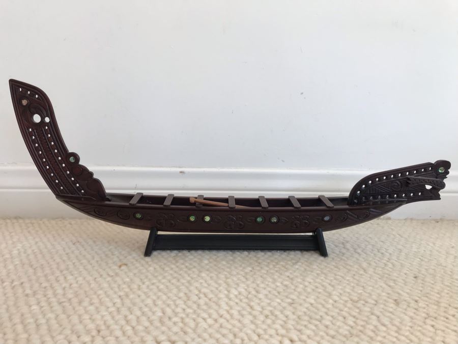 JUST ADDED - Hand Carved Canoe Sculpture By Ron Andrews From New ...