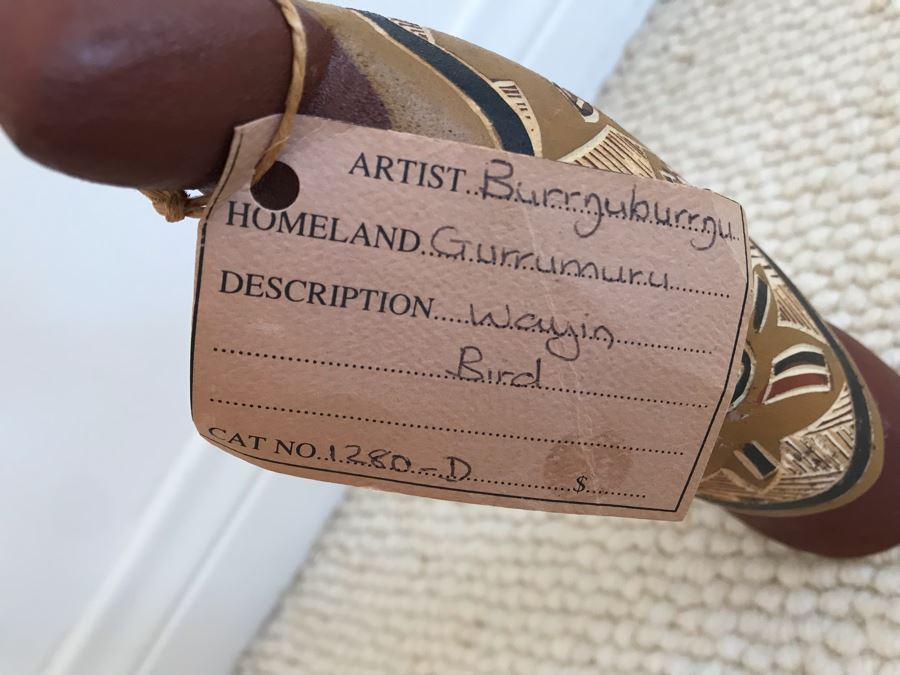 JUST ADDED - Original Hand Painted Wooden Wayin Bird Sculpture By Burryuburryu From Gurrumuru 9H [Photo 6]