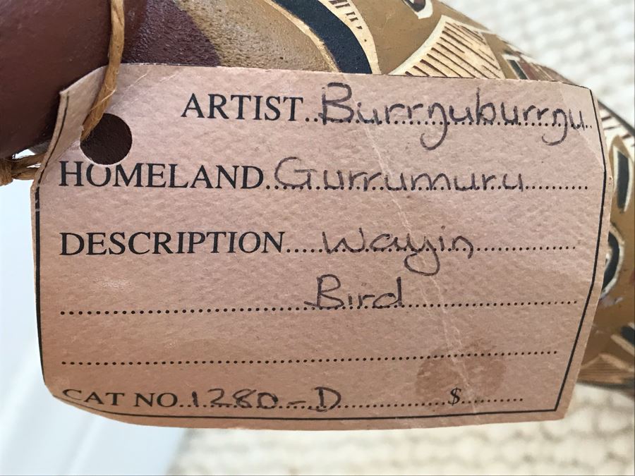 JUST ADDED - Original Hand Painted Wooden Wayin Bird Sculpture By Burryuburryu From Gurrumuru 9H [Photo 7]
