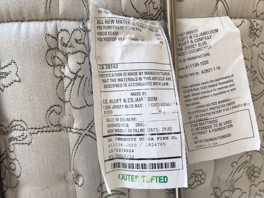 JUST ADDED - Wooden Headboard With Twin Size E.S. Kluft Luxury Mattress, Bedding And Adjustable Base - See Photos [Photo 10]