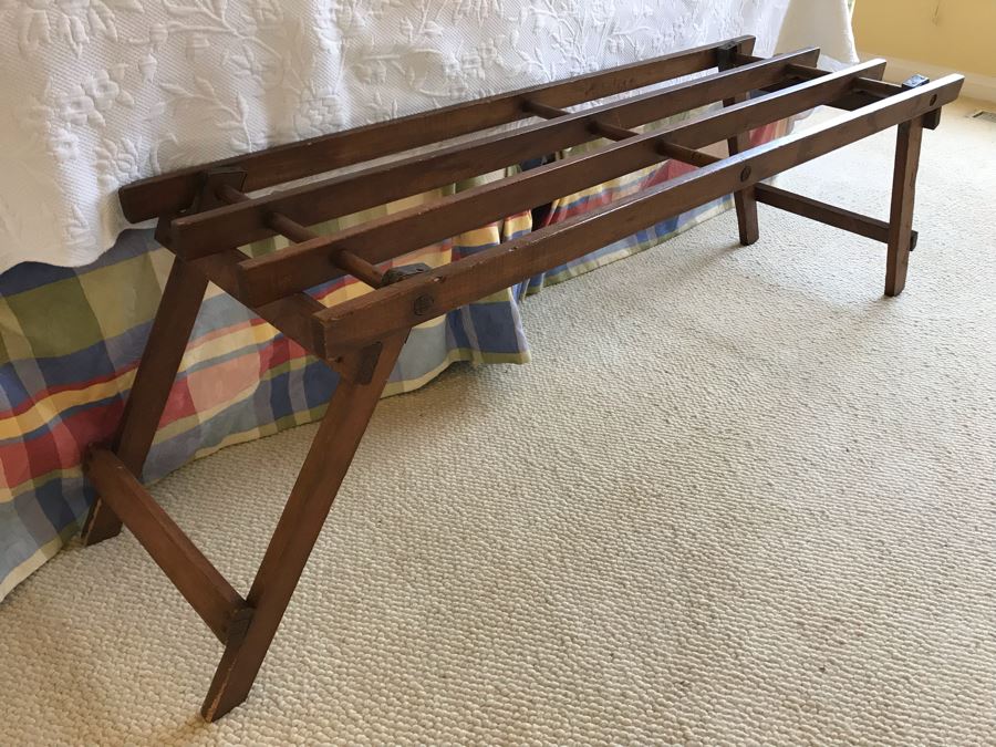 JUST ADDED - Vintage Wooden Bench Luggage Rack 59W X 14D X 17H [Photo 2]