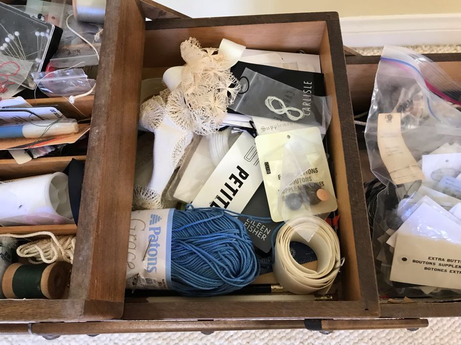 JUST ADDED - Vintage Strommen Bruk Hamar Accordion Sewing From Norway Filled With Sewing Supplies 21W X 12D X 23H [Photo 7]