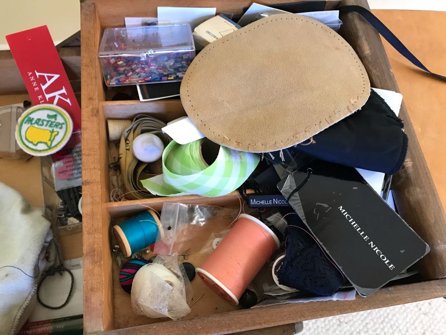 JUST ADDED - Vintage Strommen Bruk Hamar Accordion Sewing From Norway Filled With Sewing Supplies 21W X 12D X 23H [Photo 9]