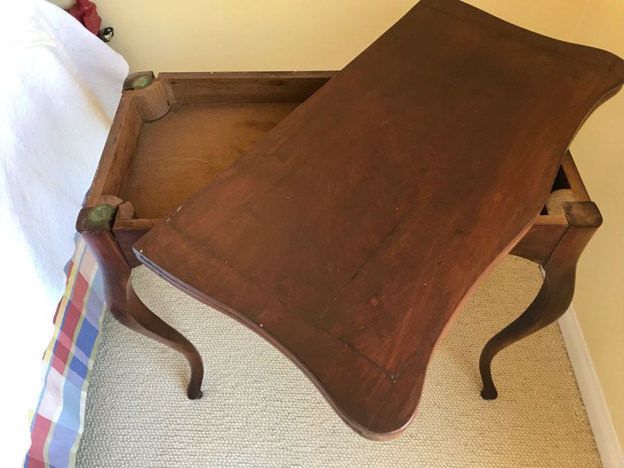 JUST ADDED - Vintage Rotating Flip Top Wooden Gaming Table 33W X 33D X 27.5H [Photo 5]