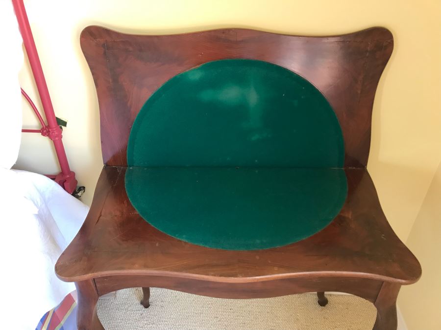 JUST ADDED - Vintage Rotating Flip Top Wooden Gaming Table 33W X 33D X 27.5H [Photo 4]