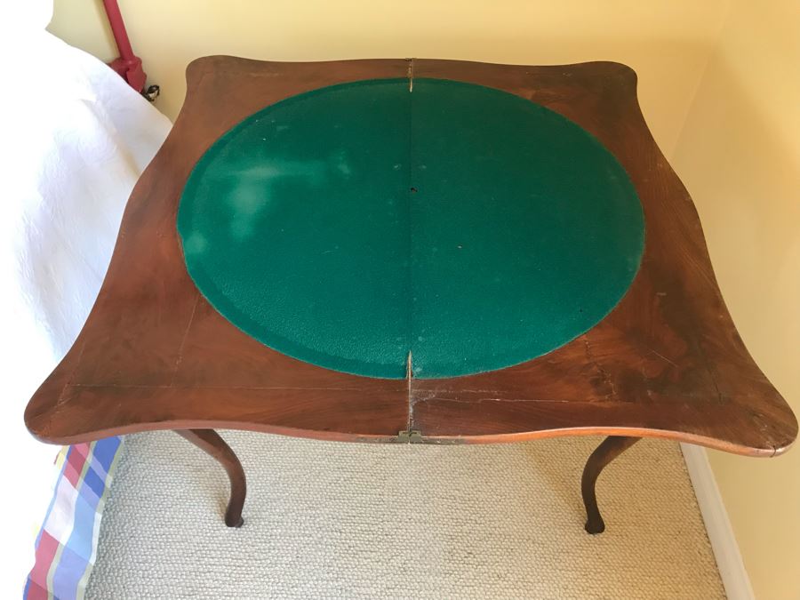 JUST ADDED - Vintage Rotating Flip Top Wooden Gaming Table 33W X 33D X 27.5H [Photo 2]