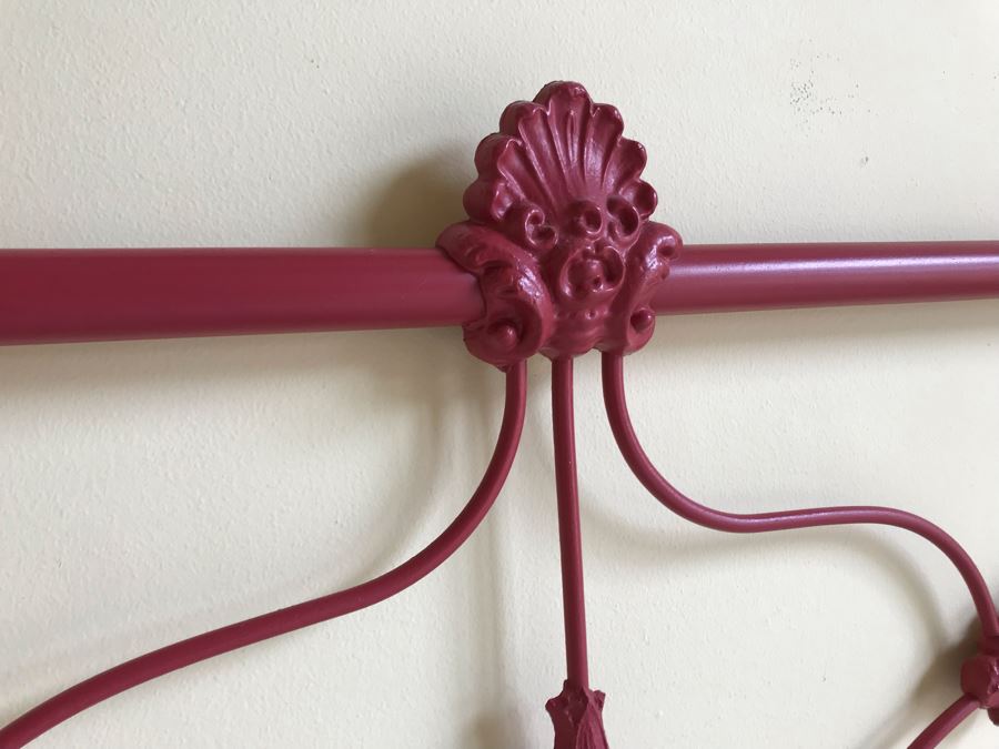 JUST ADDED - Antique Cast Iron Painted Headboard Without Metal Bed Frame (Headboard Only) 80W X 63H - Does Not Included Mattress Or Bedding [Photo 2]