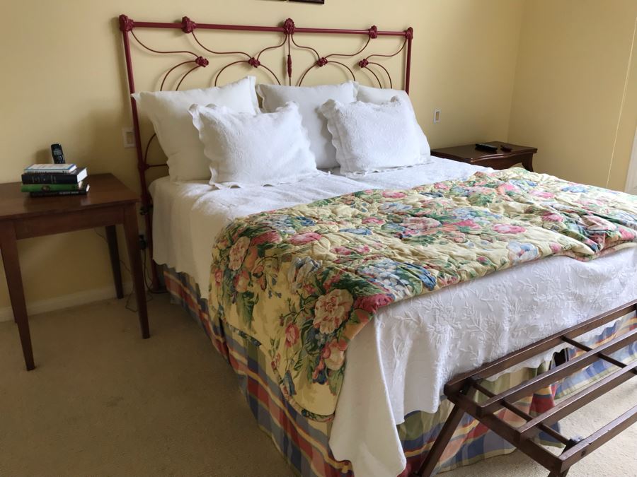 JUST ADDED - Antique Cast Iron Painted Headboard Without Metal Bed Frame (Headboard Only) 80W X 63H - Does Not Included Mattress Or Bedding [Photo 3]