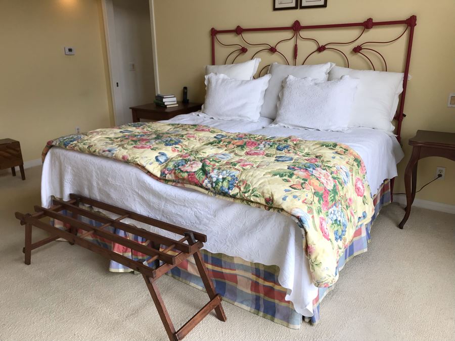 JUST ADDED - Antique Cast Iron Painted Headboard Without Metal Bed Frame (Headboard Only) 80W X 63H - Does Not Included Mattress Or Bedding [Photo 5]
