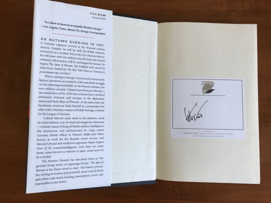 JUST ADDED - Signed Book: The Spies Of Warsaw By Alan Furst [Photo 3]