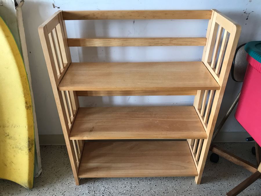 JUST ADDED - Wooden Folding Bookcase Bookshelf 30W X 12D X 38H [Photo 2]