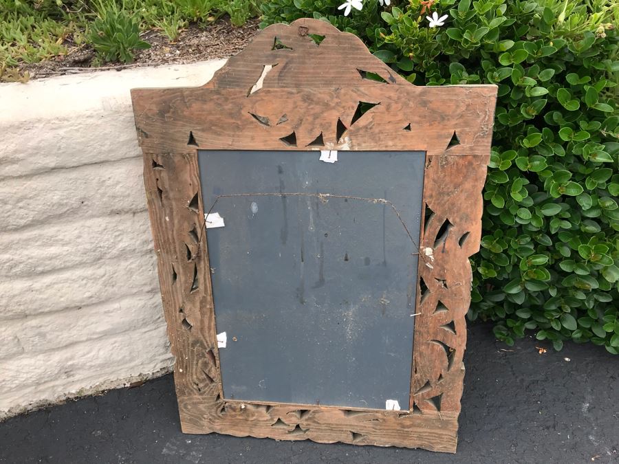 JUST ADDED - Painted Tropical Flowers With Birds Wooden Wall Mirror 22 X 32 [Photo 5]