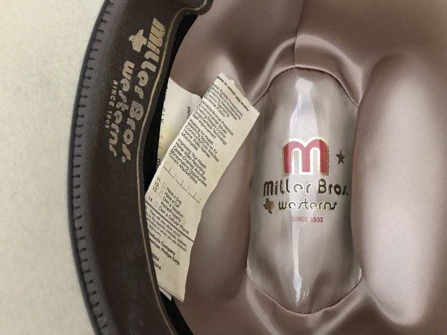 JUST ADDED - Miller Bros Westerns Cowboy Hat Size 7 1/8 Beaver [Photo 8]