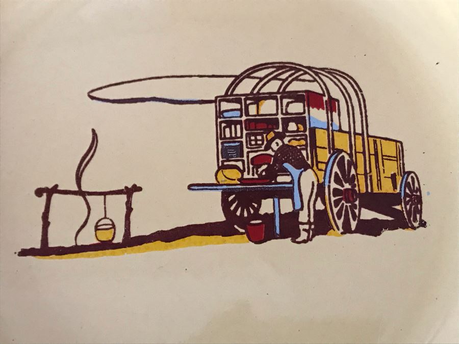 JUST ADDED - Set Of (4) Metal Enamel Chuck Wagon Plates By Monterrey Western Ware 10R [Photo 4]