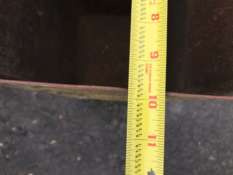 JUST ADDED - Large Vintage Olive Oil Tin Litho 10W X 10D X 16H And Handmade Watering Can 11H [Photo 9]