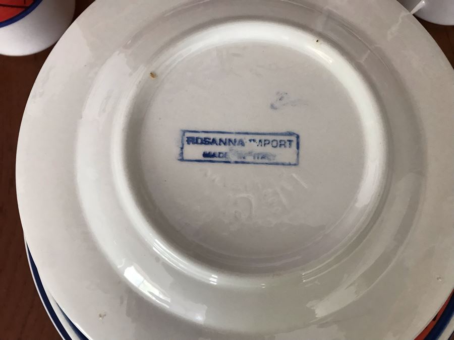 JUST ADDED - Italian (4) Dinner Plates, (4) Salad Plates And (4) Coffee Cups [Photo 4]