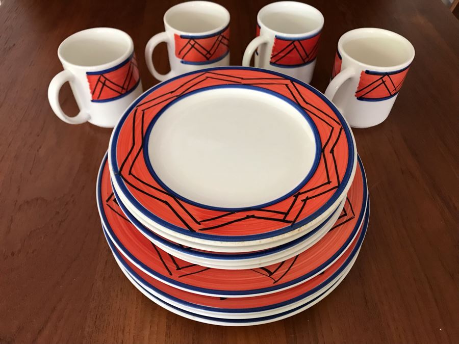 JUST ADDED - Italian (4) Dinner Plates, (4) Salad Plates And (4) Coffee Cups [Photo 2]