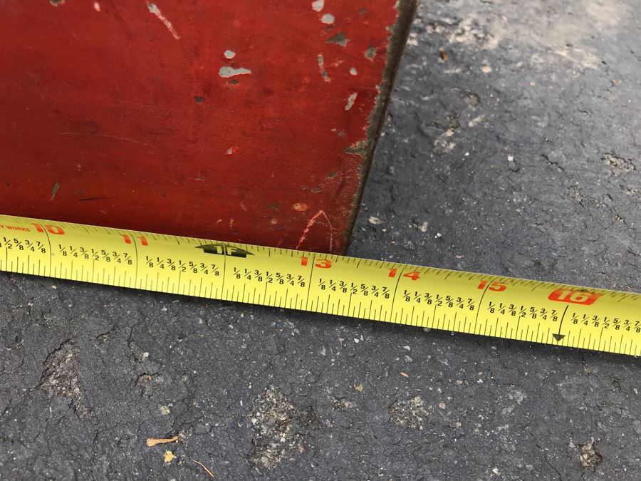 JUST ADDED - Old Painted Metal Tin Filled With Various Cookie Cutters 13W X 9.5D X 10.5H - See Photos [Photo 13]