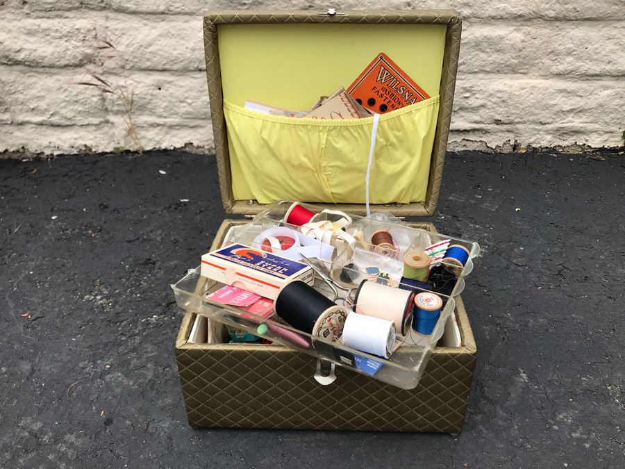 JUST ADDED - Vintage Sewing Box Filled With Supplies [Photo 1]