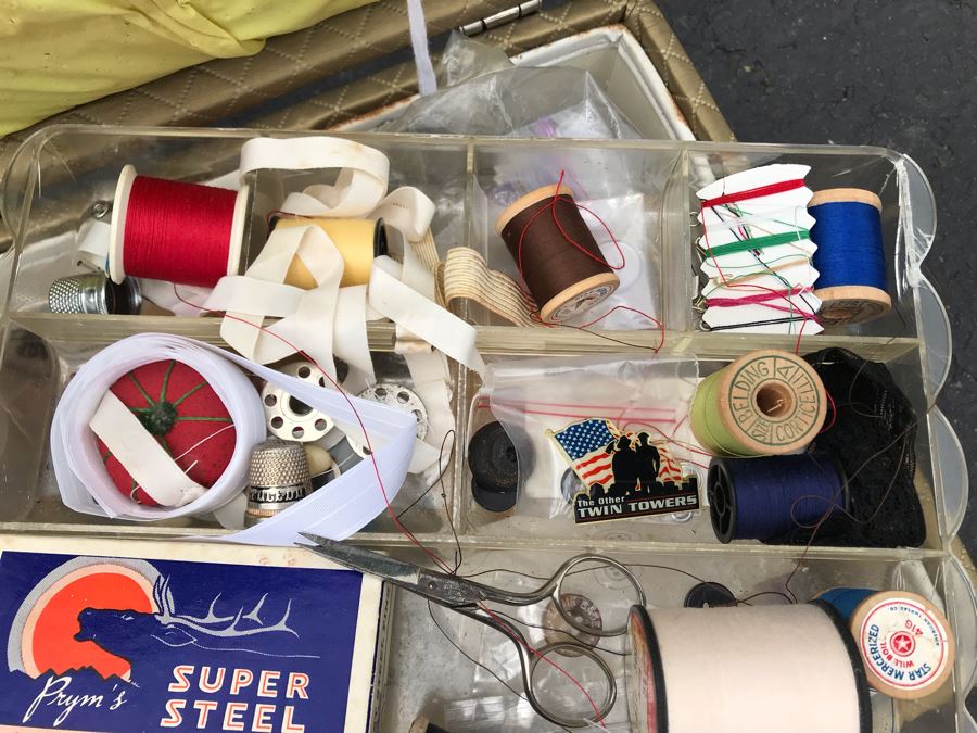 JUST ADDED - Vintage Sewing Box Filled With Supplies [Photo 3]