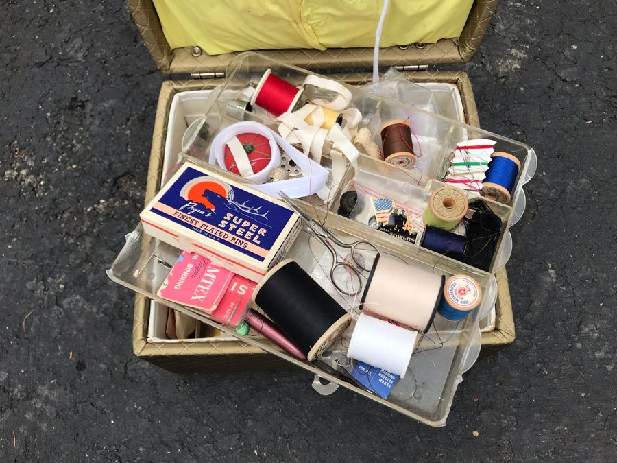 JUST ADDED - Vintage Sewing Box Filled With Supplies [Photo 2]