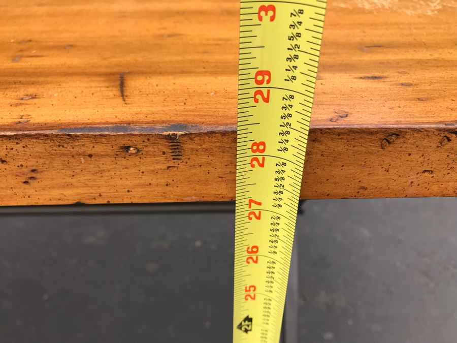 JUST ADDED - Industrial Style Metal Base Table With Wooden Top (Top Of Table Removable - Base Fits Into Holes Underneath Table - See Photos) 54W X 32D X 28.5H [Photo 11]