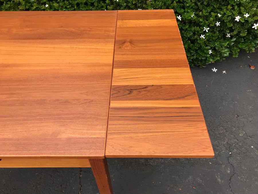 JUST ADDED - Ansager Mobler Danish Modern Teak Table With Built-In Leaves Made In Denmark Anaager Mobler 57W Extended / 33.5W Unextended X 33.5D X 29H [Photo 6]