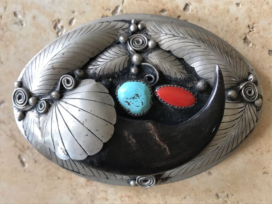 JUST ADDED - Stunning Signed Sterling Silver, Turquoise, Coral, Bear ...