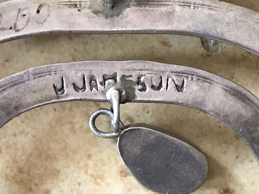 JUST ADDED - Signed Native American Squash Blossom Necklace With Turquoise By J. Jameson 145g [Photo 10]