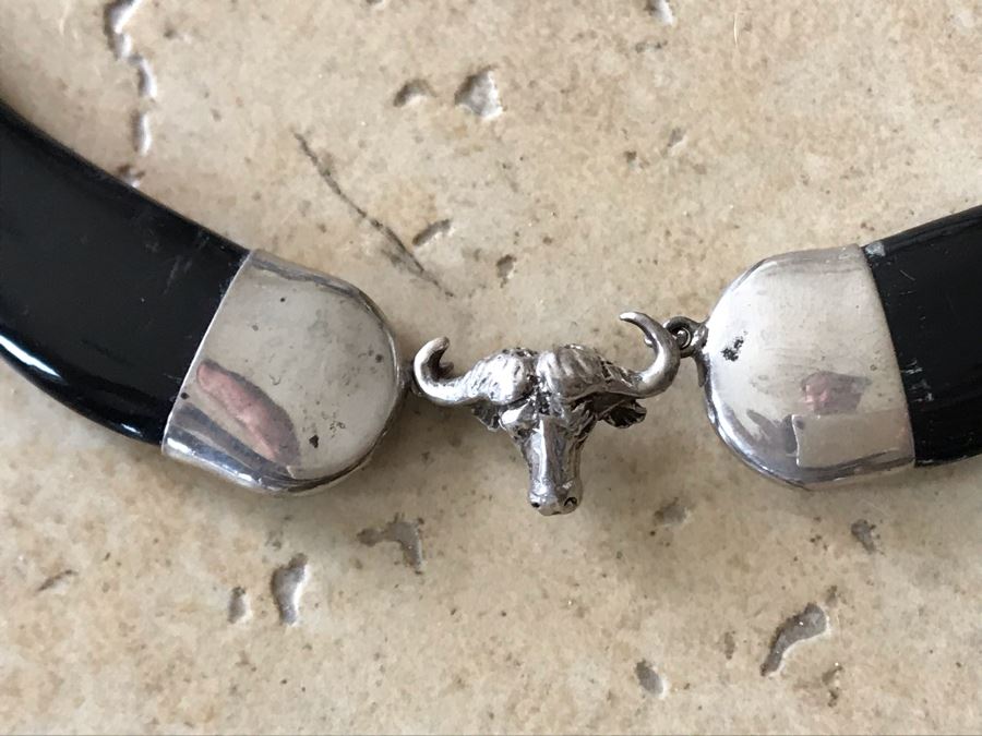 JUST ADDED - Unique Sterling Silver Necklace With Bull Steer Pendant 20.7g [Photo 4]