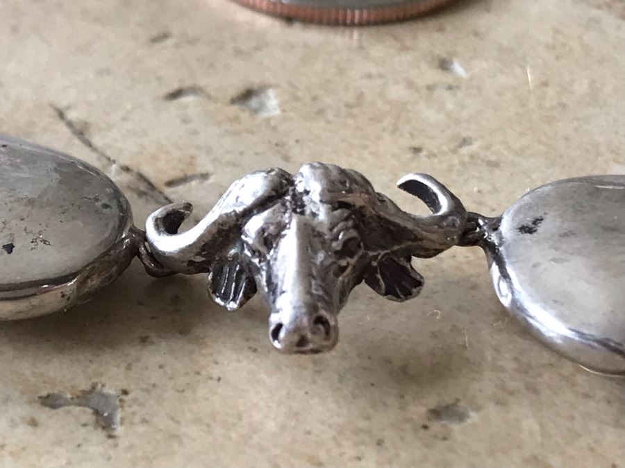 JUST ADDED - Unique Sterling Silver Necklace With Bull Steer Pendant 20.7g [Photo 5]