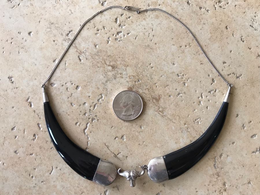 JUST ADDED - Unique Sterling Silver Necklace With Bull Steer Pendant 20.7g [Photo 3]