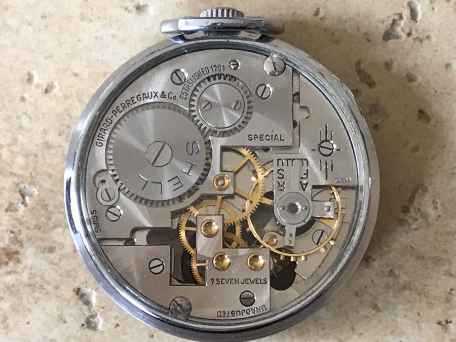 JUST ADDED - Vintage Girard-Perregaux & Co Shell Oil Skeleton Pocket Watch Working In Great Condition 40.7g [Photo 3]