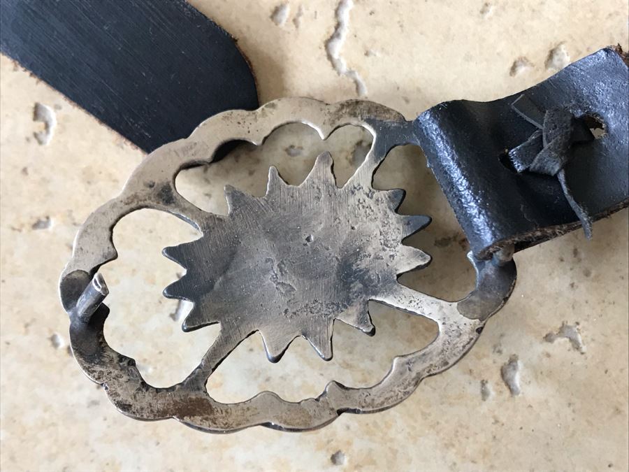 JUST ADDED - Native American Turquoise Silver Concho Belt Purchased From Richardson Trading Co Gallup, NM In 2005 Entire Belt With Leather Weighs 268g [Photo 7]