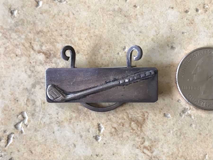 JUST ADDED - Vintage Sterling Silver Golfing Golf Club Pendant Handmade By Leonore Doskow 8.6g [Photo 2]