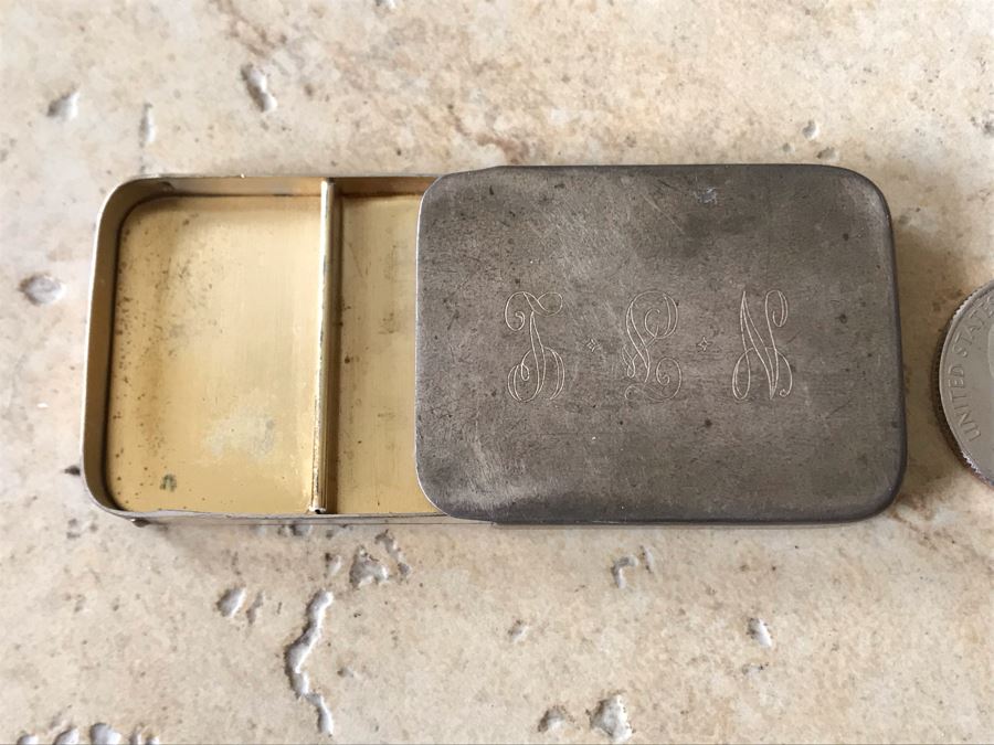 JUST ADDED - Vintage Sterling Silver Neiman-Marcus R B Co Box With 2 Compartments Sliding Top Monogramed 30.9g [Photo 4]