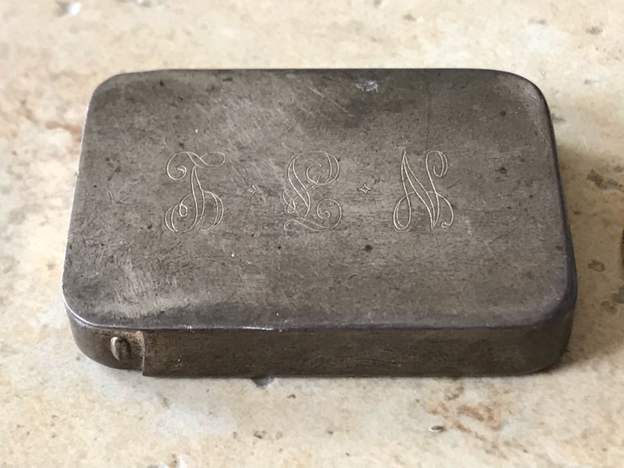 JUST ADDED - Vintage Sterling Silver Neiman-Marcus R B Co Box With 2 Compartments Sliding Top Monogramed 30.9g [Photo 3]