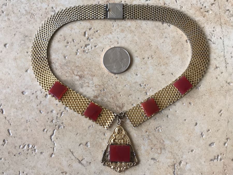 JUST ADDED - Gold Tone Necklace With Pendant [Photo 2]