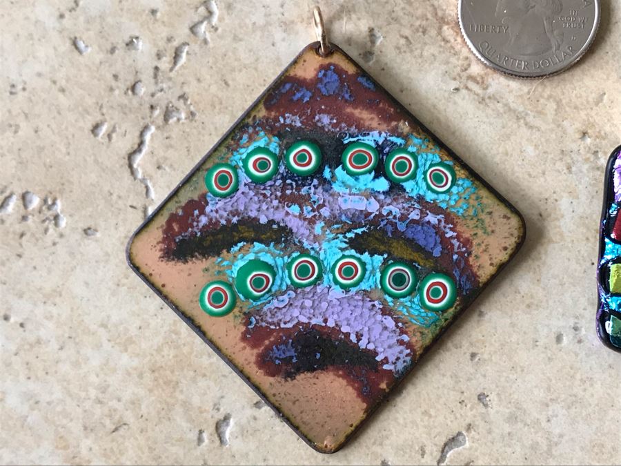 JUST ADDED - Pair Of Signed Art Pendants [Photo 3]