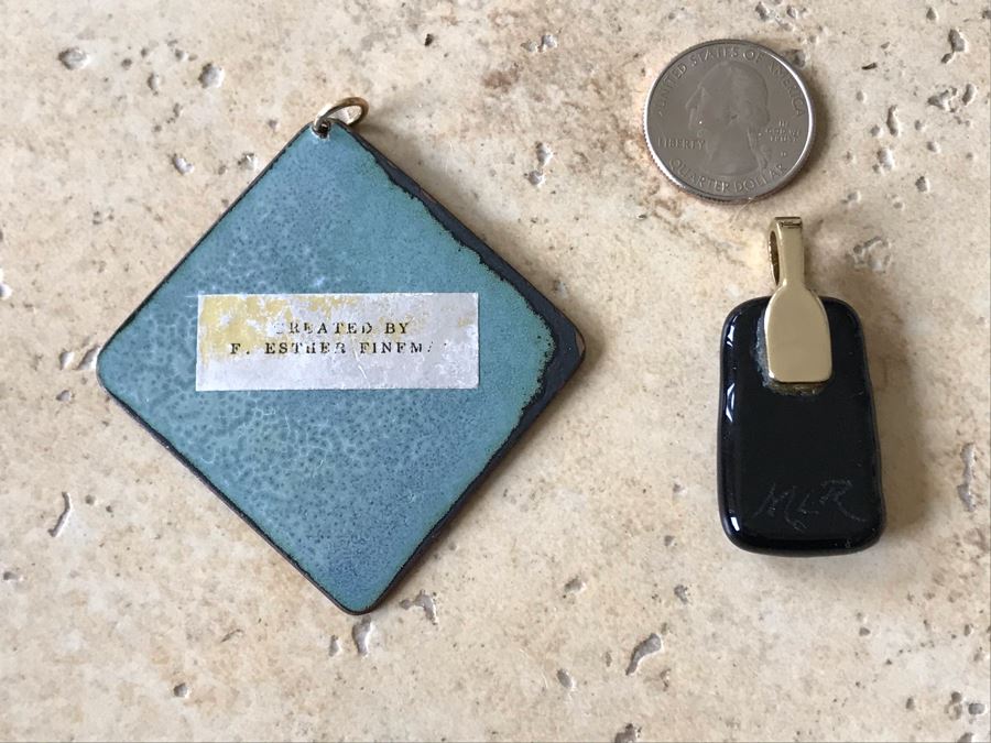 JUST ADDED - Pair Of Signed Art Pendants [Photo 6]