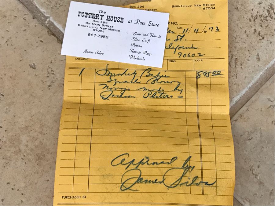 Vintage Native American Squash Blossom Necklace Navajo Made By Jackson Platero With Original Receipt Purchased In 1973 For $895 (Similar Necklace Is In Albuquerque Museum) 193.8g [Photo 11]