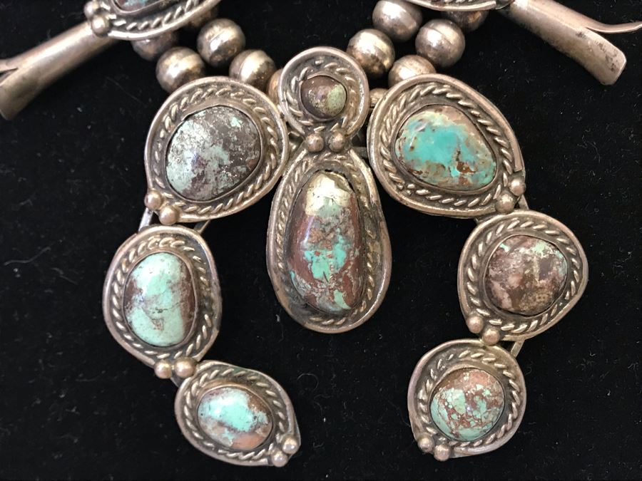 Vintage Native American Squash Blossom Necklace Navajo Made By Jackson Platero With Original Receipt Purchased In 1973 For $895 (Similar Necklace Is In Albuquerque Museum) 193.8g [Photo 15]