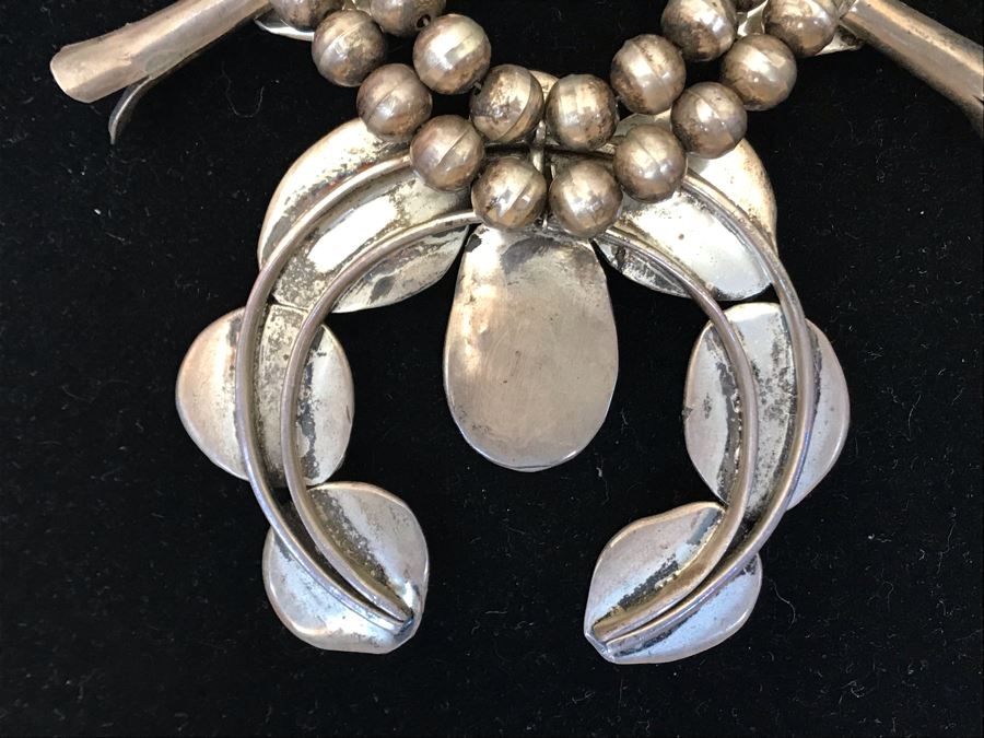 Vintage Native American Squash Blossom Necklace Navajo Made By Jackson Platero With Original Receipt Purchased In 1973 For $895 (Similar Necklace Is In Albuquerque Museum) 193.8g [Photo 10]